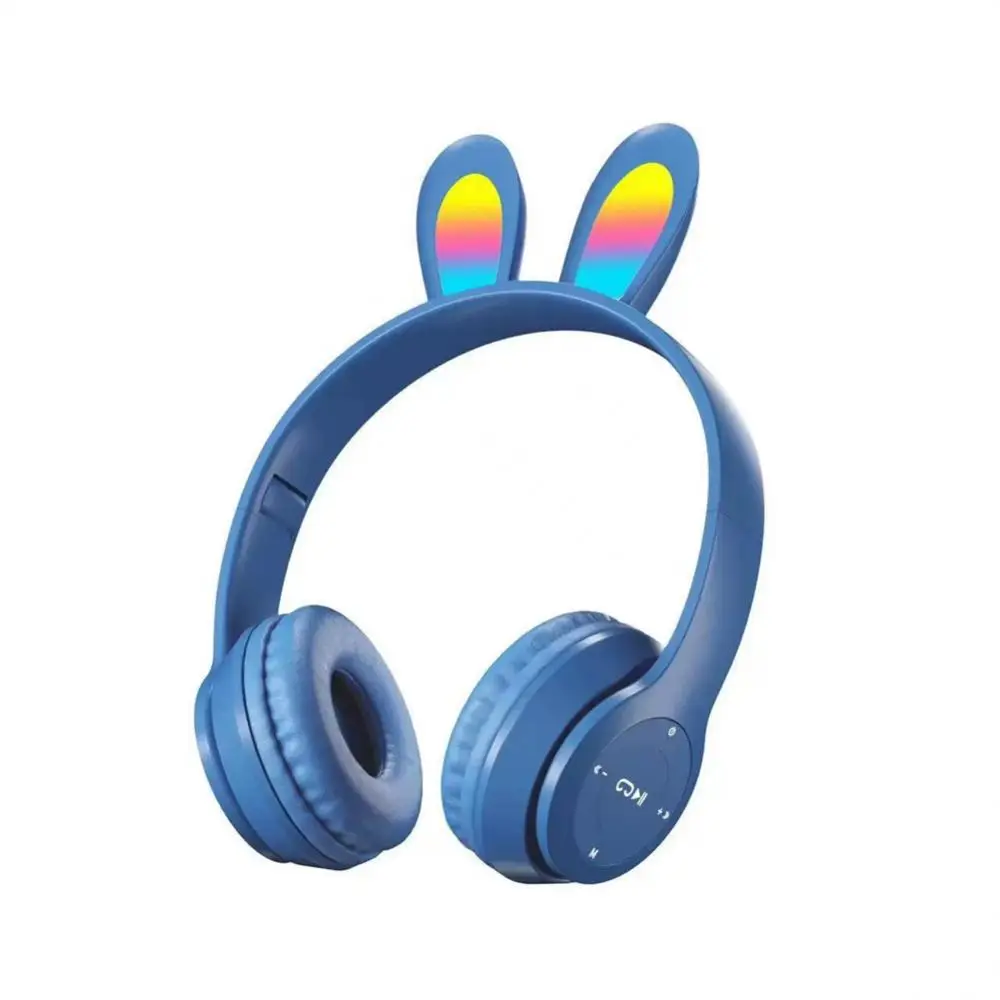 Rabbit Ears Headset dobrável com microfone para crianças, fones de ouvido bonitos, fones sem fio Gamer