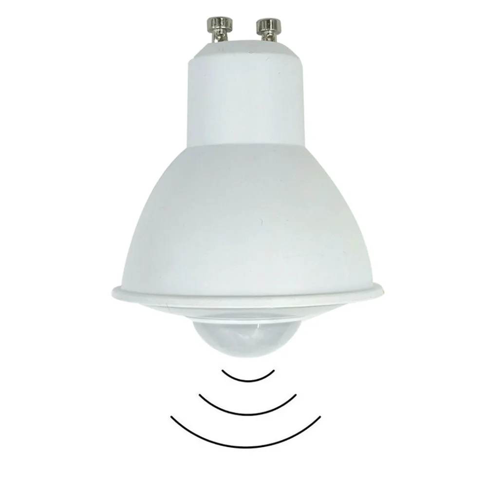 4-Piece Motion PIR Sensor LED GU10 Bulb 6W 85-265V AC Track Lighting Bulb Commercial Light Courtyard Road Light 50W Halogen Bulb