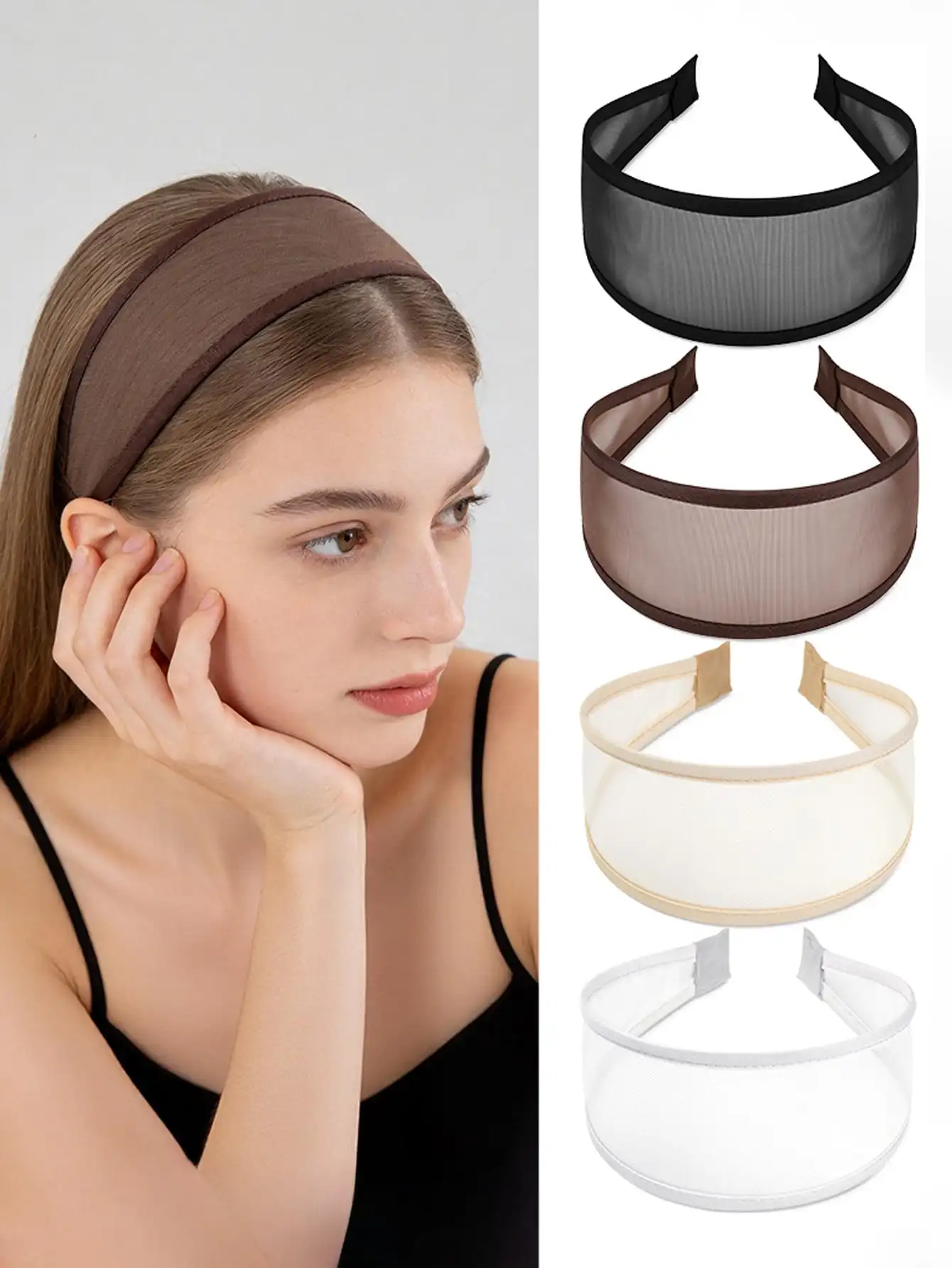 

1pc Solid Mesh Extra Wide Headband, Lightweight Sheer Headband, Cooling Hair Accessory For Summer, Practical Hair Accessory For Hairline Coverage, Skincare & Styling Use, Suitable For Home & Skincare Use, Fashion Styling Accessory For Daily Outings, Beach