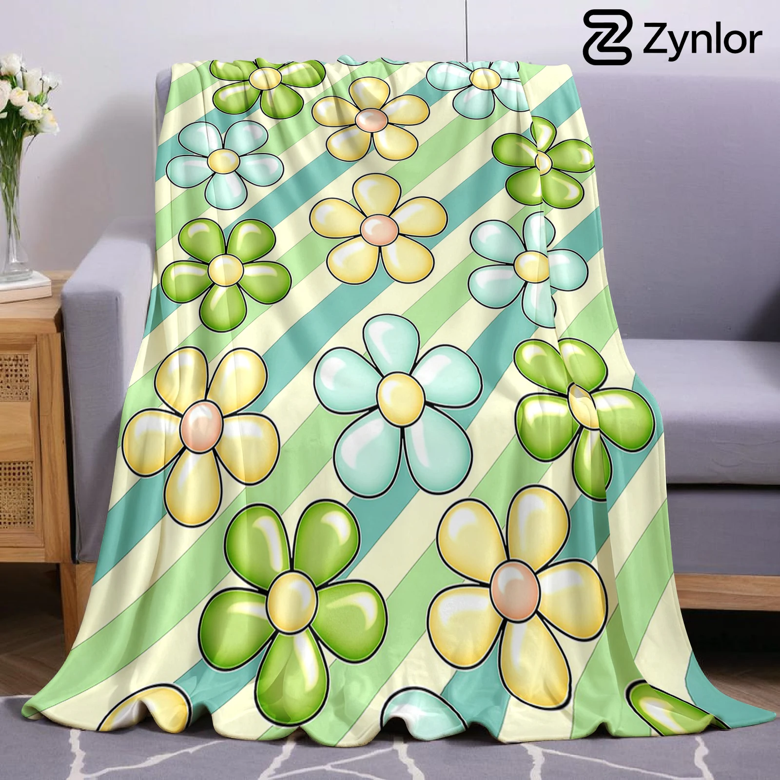 Diagonal Shiny Flower Lightweight Microfiber Soft Christmas Fleece Blanket Warm Cozy Throw for Bed Sofa Office Travel All Season