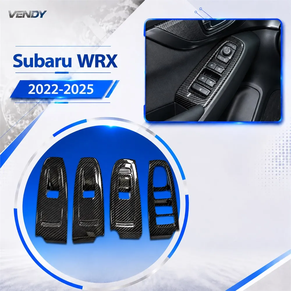 Real Carbon Fiber For Subaru WRX 2022-2025 Power Window Switch Decorative Sticker Cover Trim Modified Parts Accessories