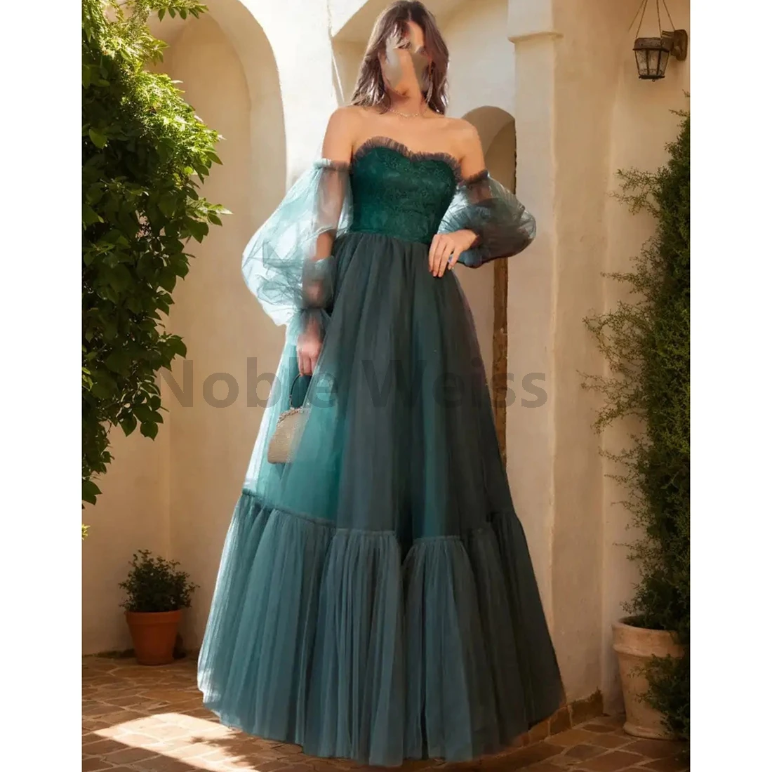 Off Shoulder Luxury Prom Dresses Women A-line Tulle Evening Gowns for Special Occasions Customize