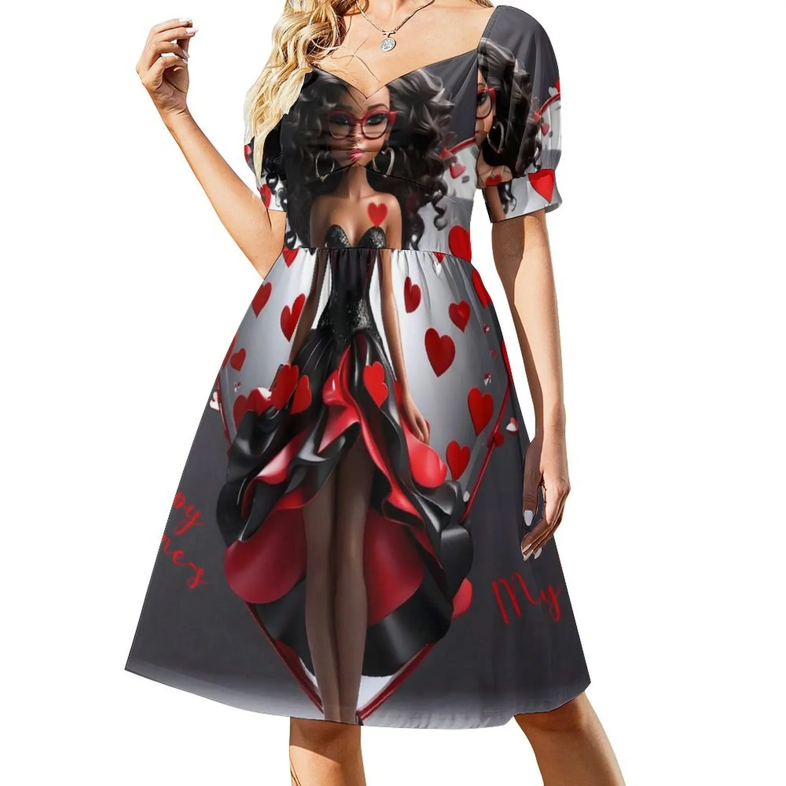 فستان عيد الحب My Love للسيدات الهيب هوب ملابس الشارع الشهير مطبوع عليه رسومات جرافيكية للحفلات والنوادي ملابس عيد الحب ترى ذلك على شكل قلب رومانسي