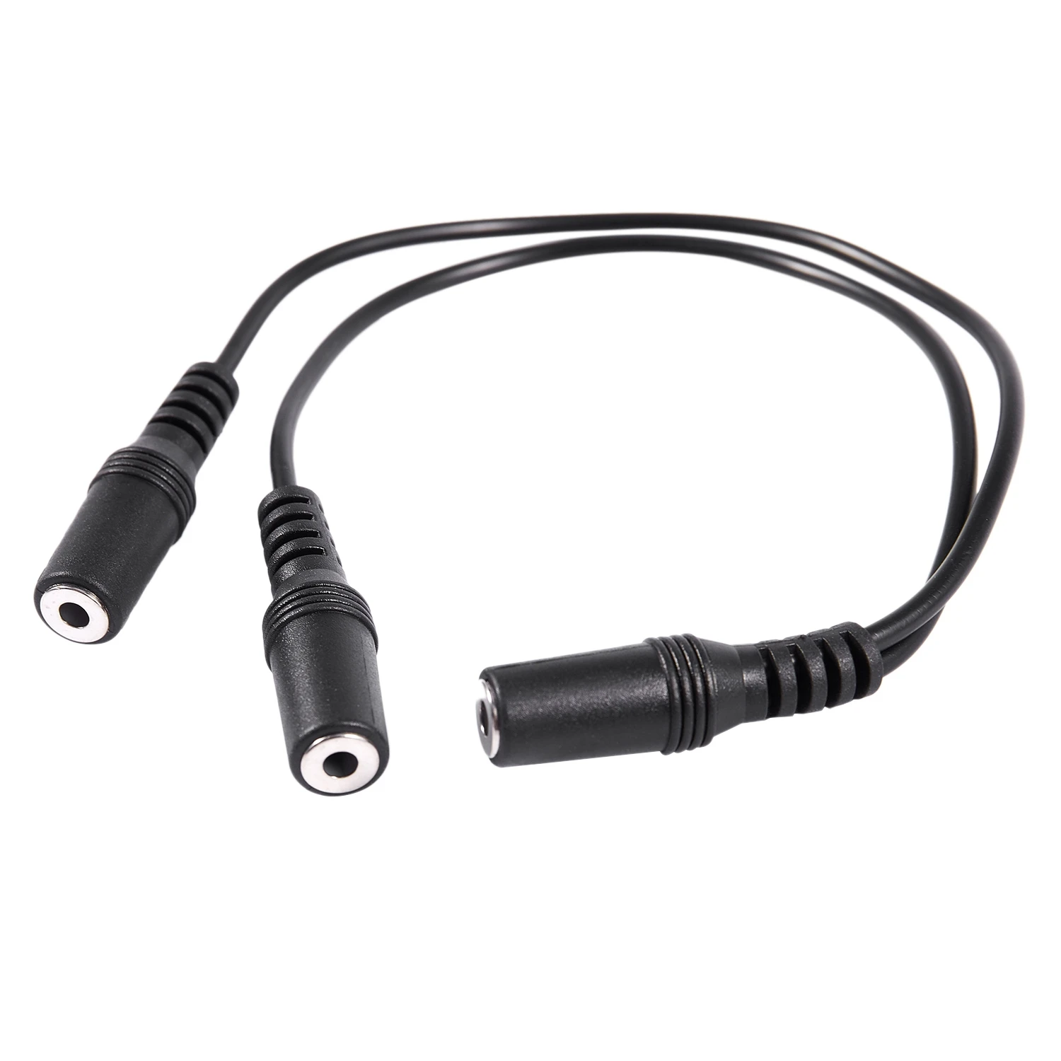 【A01R~】 28cm 3.5mm Female to Dual Jack Female Y Splitter Stereo Audio Cable Black