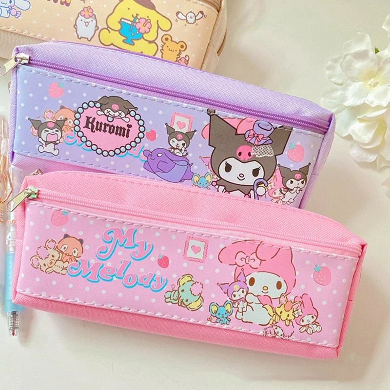 Sanrio Pencil Case Kawaii Bags Kuromi Storage Bag Melody Anime Kitty Student Stationery Box Cartoon School Supplies for Kid Girl