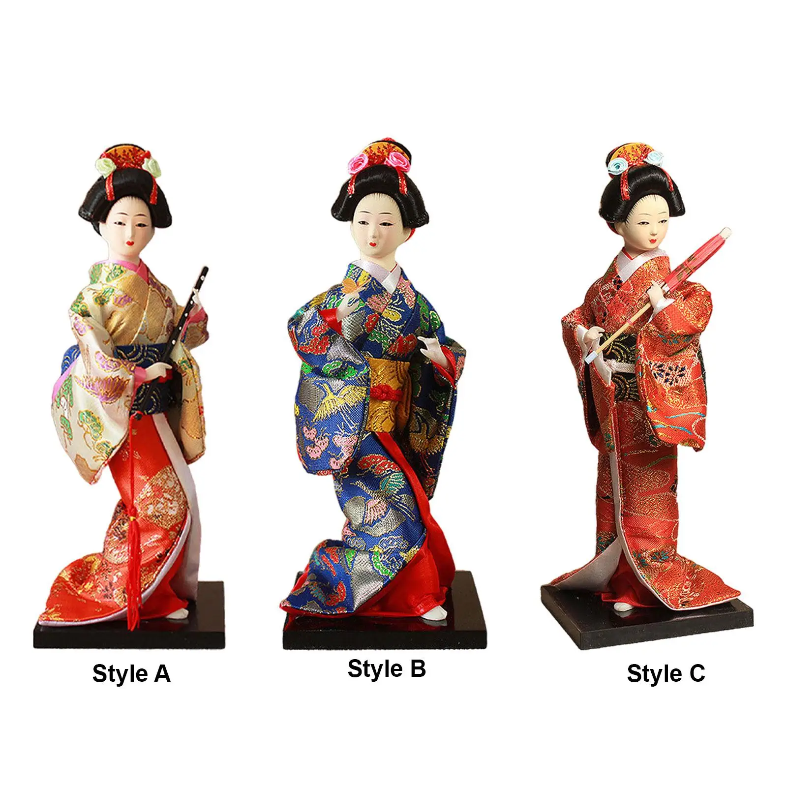 

Kimono Dolls Ethnic Japanese Geisha Dolls Freestanding Deocration 9" Ornament