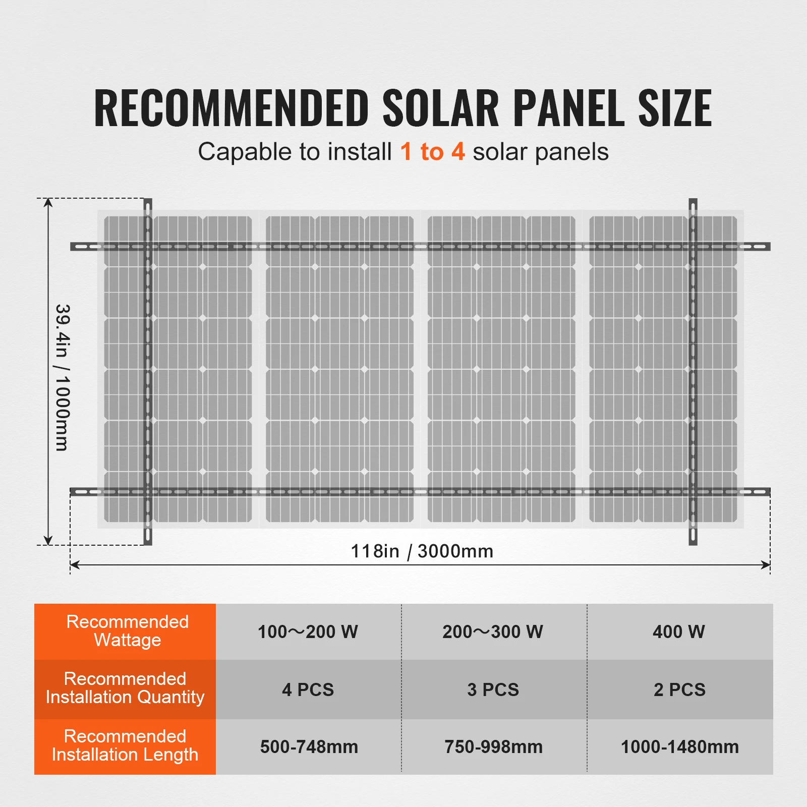 VEVOR Solar Panel Mounting Brackets 30°-60° Adjustable Multi-Pieces Solar Panel Brackets for Farms RVs Boats Off-Grid System view 2