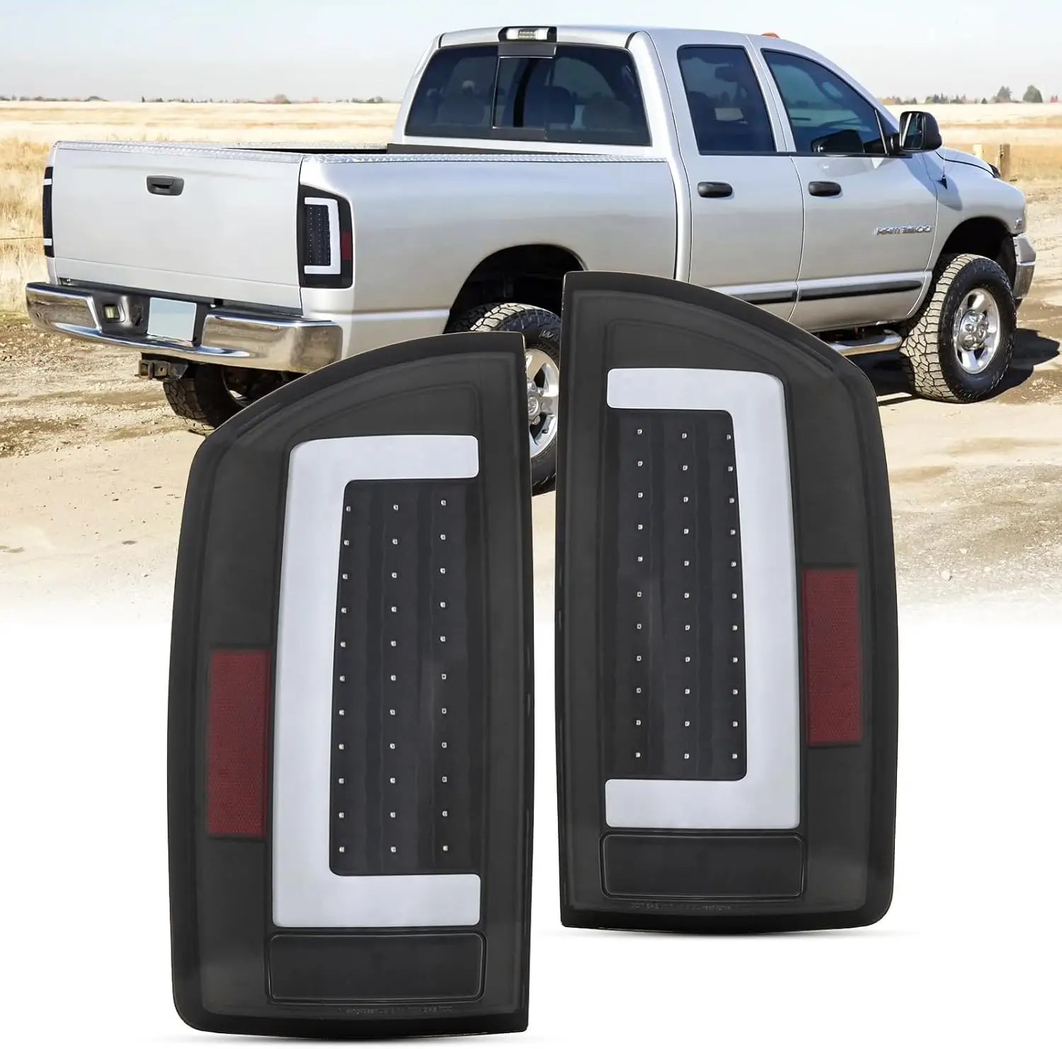 2 Stuks Led-achterlichten Voor 2002-2006 Dodge Ram 1500 2500 3500 Zwarte Behuizing Witte Lens