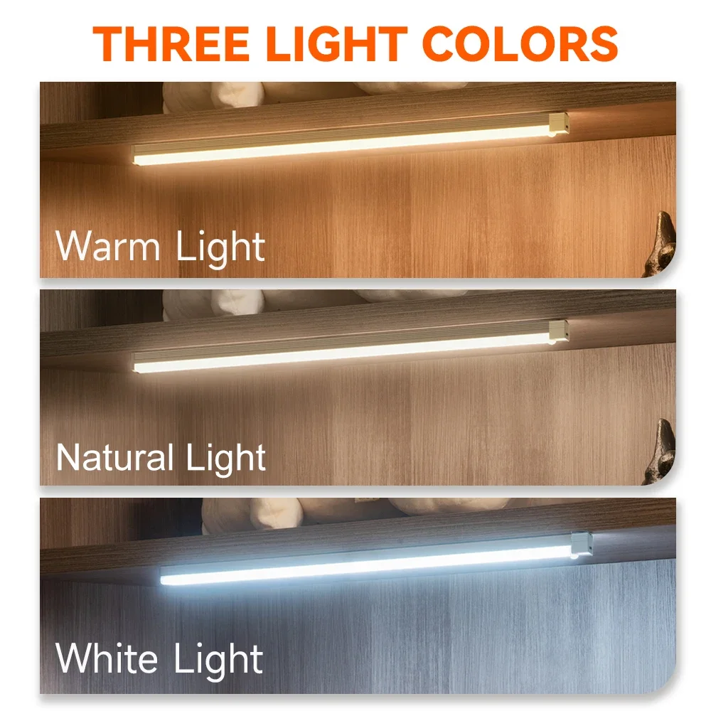 3 Colors LED Night Lights Wireless Motion Sensor Wall Light Type-C USB Charging Kitchen Cabinet Bedroom Corridor Midnight Lamp