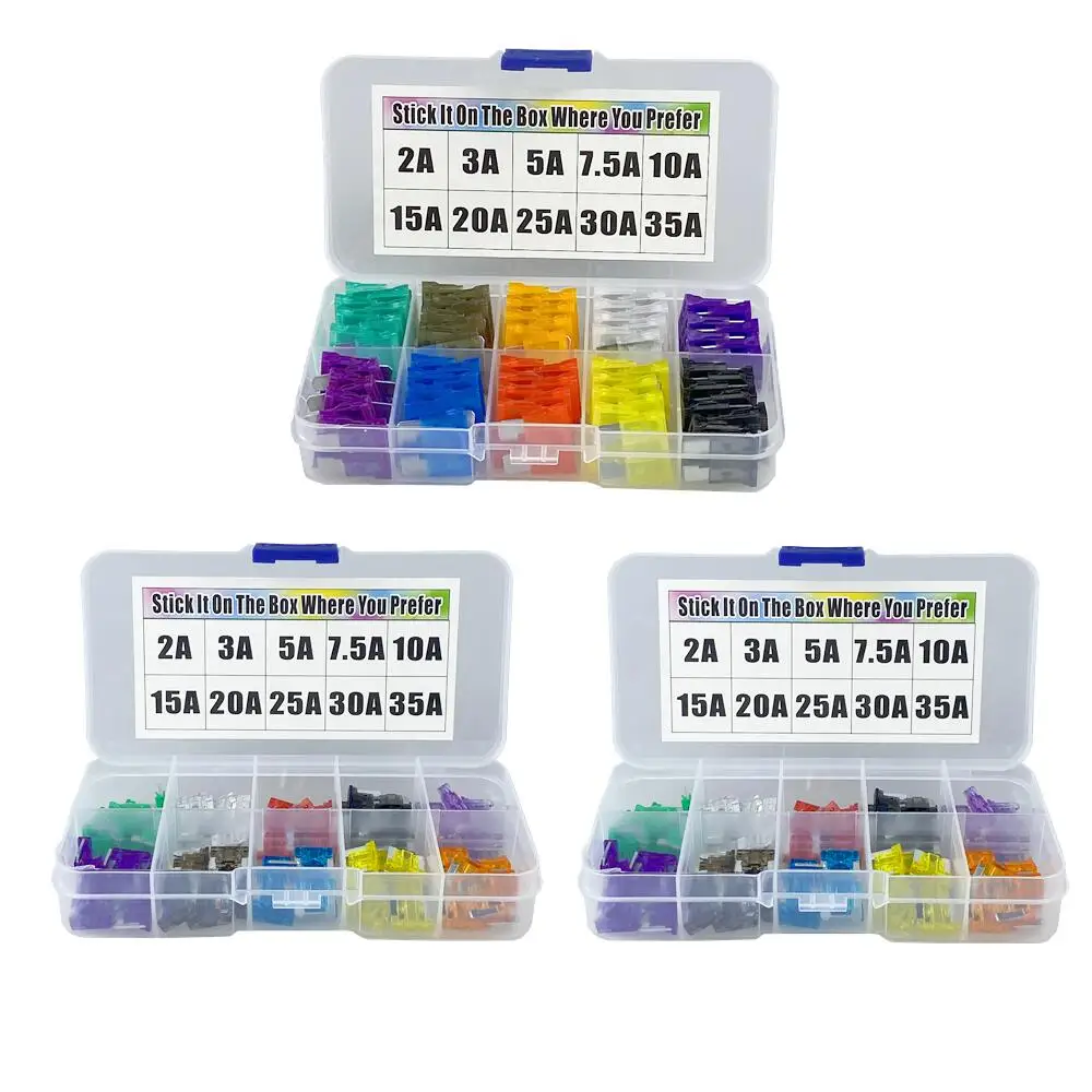 متوسطة صغيرة السيارات الصمامات 2A/3A/5A/7.5A/10A/15A/20A/25A/30A/35A أمبير مع حقيبة للتخزين تشكيلة شفرة فيوز مجموعة كيت