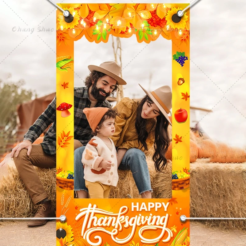 

Fall Harvest Photo Booth Props Frame Maple Leaf Pumpkin Thanksgiving Family Birthday Party Decor Shooting Photo Backdrop Props