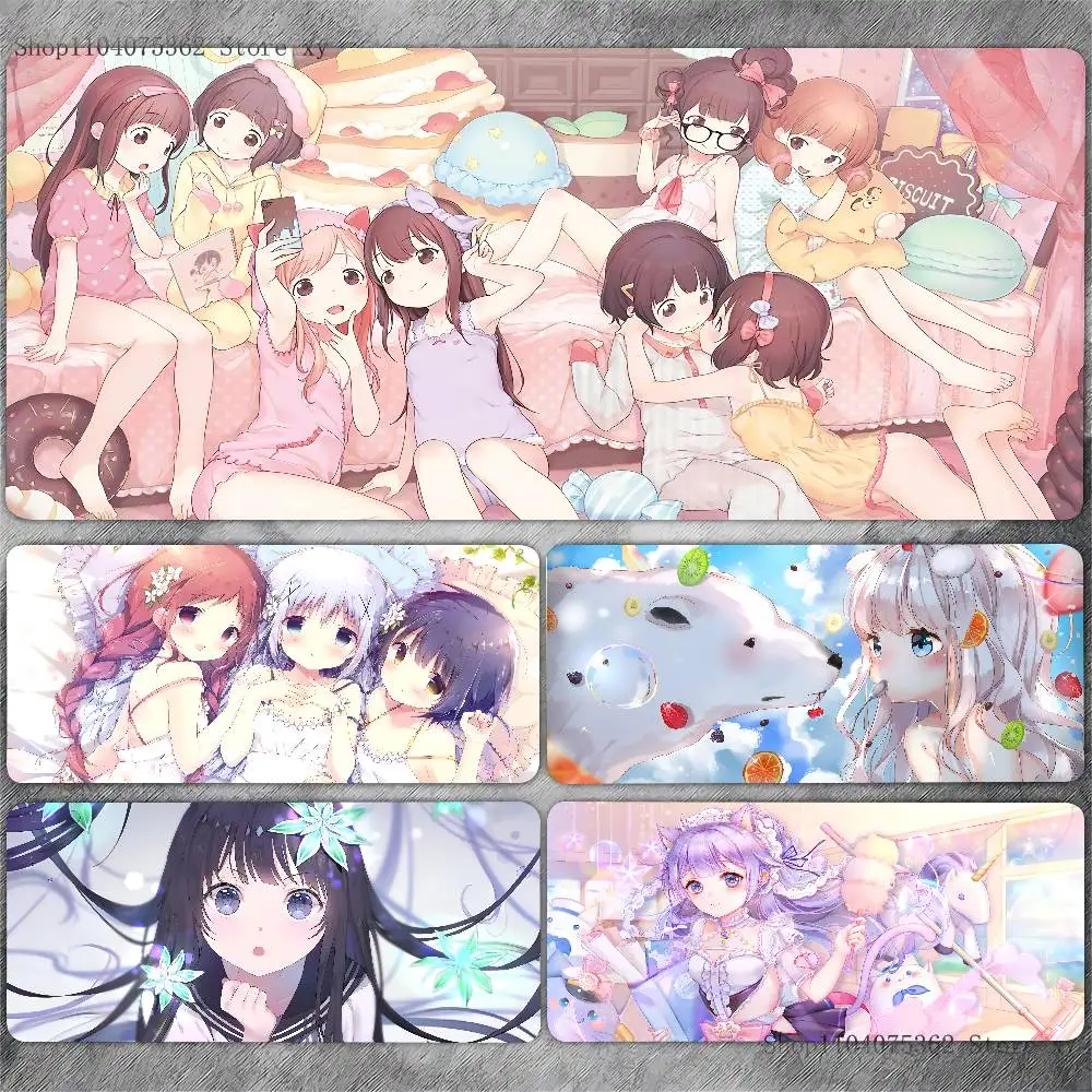 لطيف لولي أنيمي الفتيات ماوس الوسادة كبيرة لوحة المفاتيح حصيرة مكتبية الألعاب ماوس الوسادة LockEdge سجادة ضد الإنزلاق