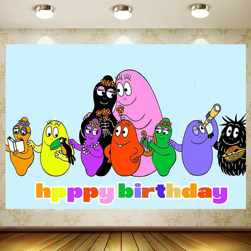 Barbapapaa  Birthday Supplies Girl Party Banner Kid Cartoon Decoration Background Photography backdrop