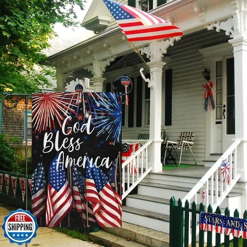 Louise Maelys 4th of July Garden Flag 12x18 Double Sided, Small Burlap Welcom FFLCCE ZZA