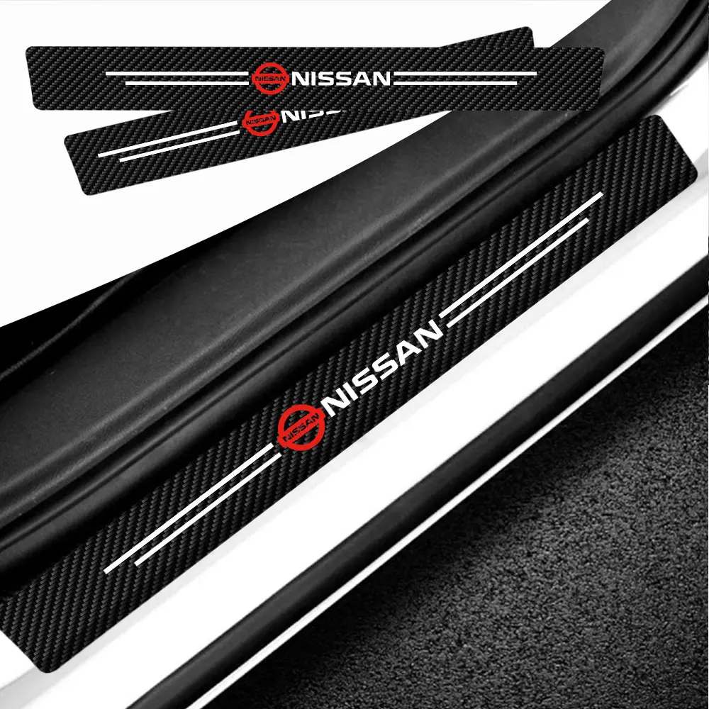 4pcs Fashion Car Welcome Plate Sill Anti Scuff Protect Pedal Threshold Sticker For Nissan Maxima Micra Murano Note TIIDA Pulsar