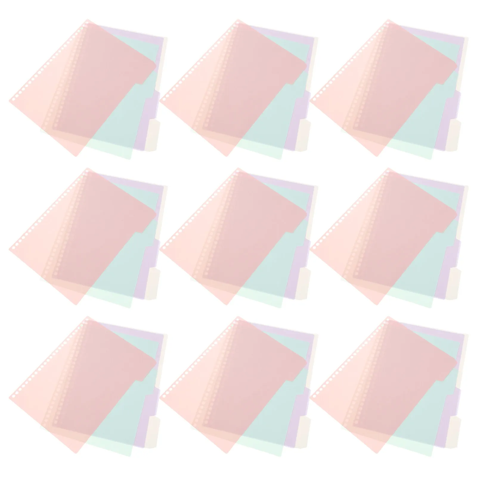 15Sets Index Dividers PP Plastic Tab Dividers Mushroom Hole Writable Tabs Planner Notebook Office School Organization
