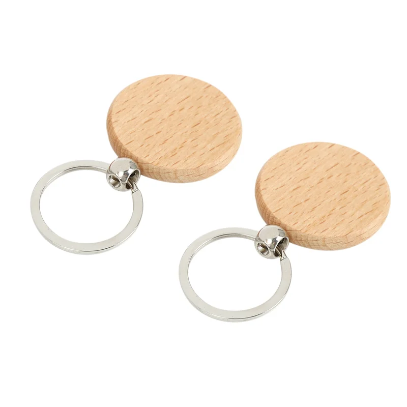EDT-120 шт. пустой круглый деревянный брелок DIY деревянный брелок для ключей подарок