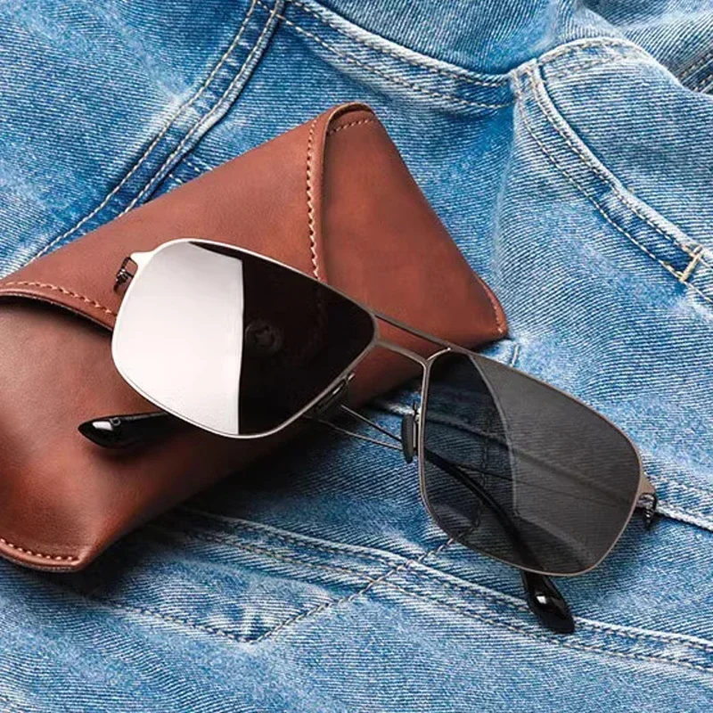 Xiaomi Mijia Aviator / Classic Square Sunglasses Pro Block UV مضاد للوهج من الفولاذ المقاوم للصدأ إطار رفيع للغاية للرجال والنساء في الهواء الطلق