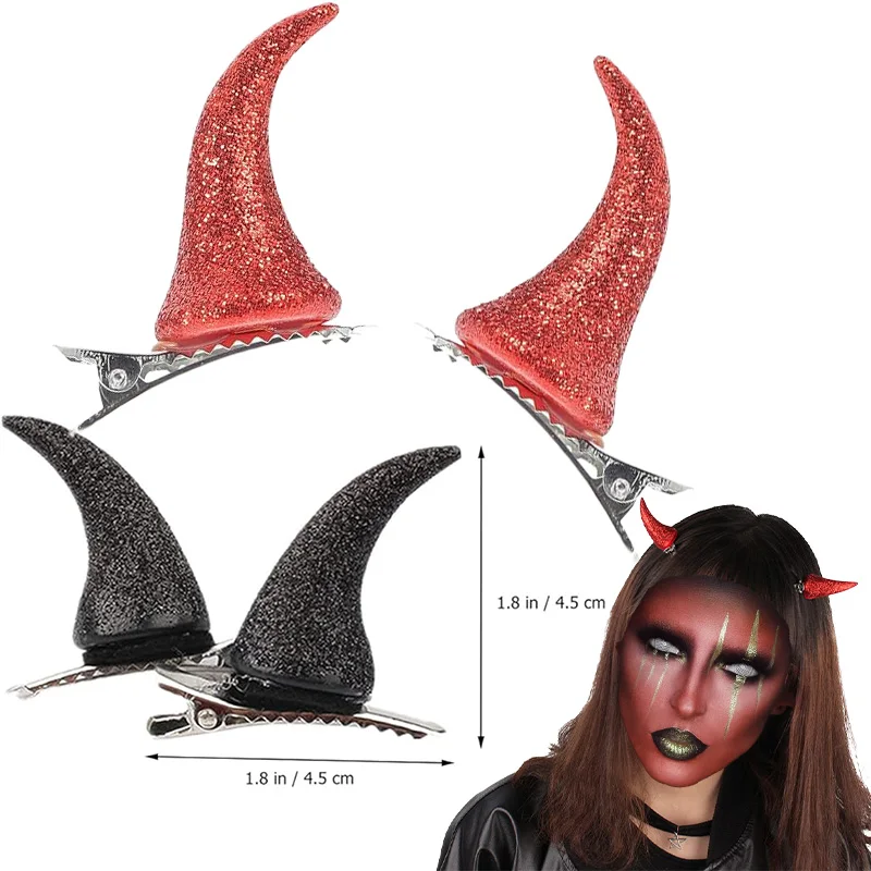Halloween Hair Clips Accessories Devil Horns Hairpins Gothic Demon Vampire Cute Cosplay Costume Headwear for Women's Dress Up