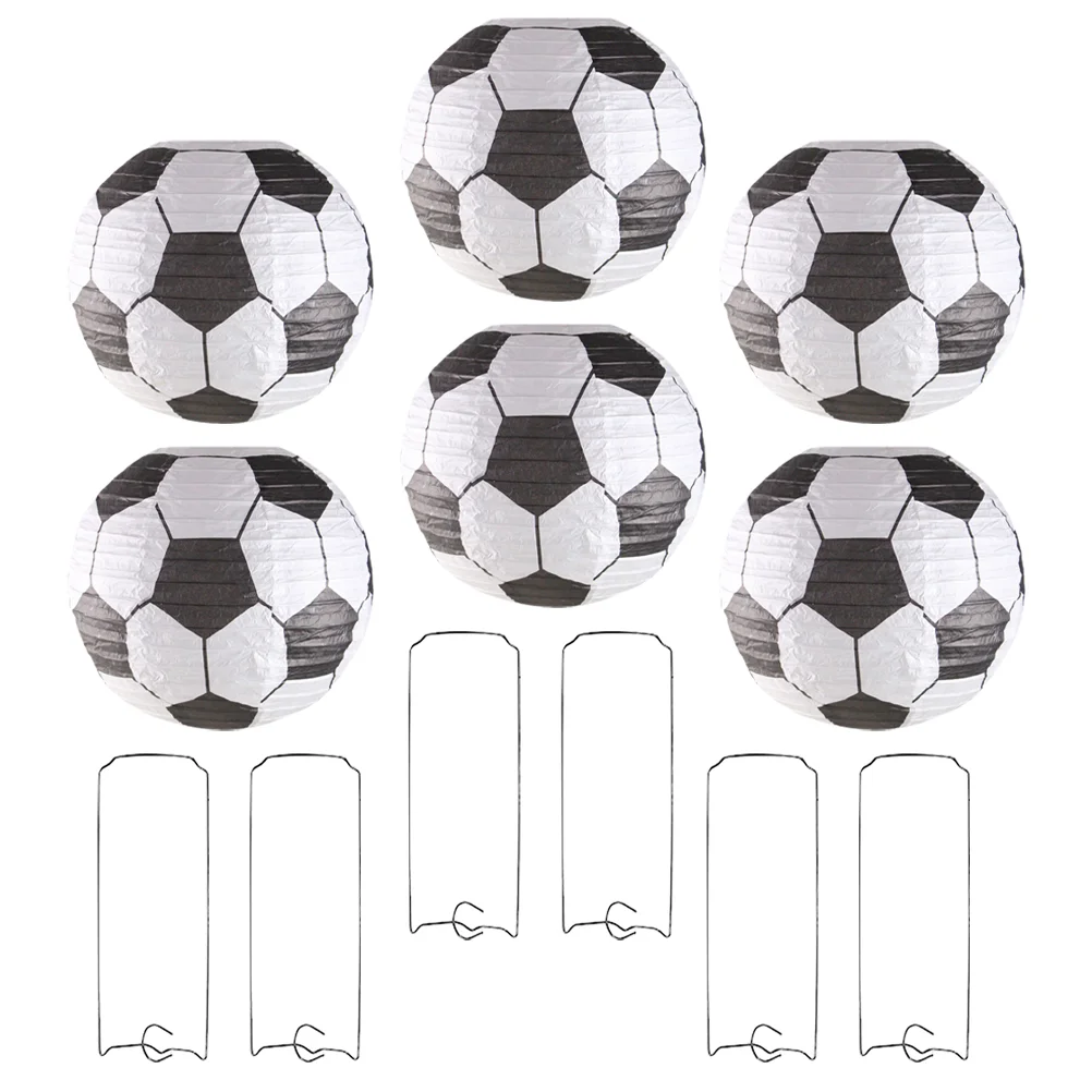 

6 Pcs Soccer Shape Paper Lanterns Football Themed Hanging Decorative Festival Party Children Educational Sports Theme Room