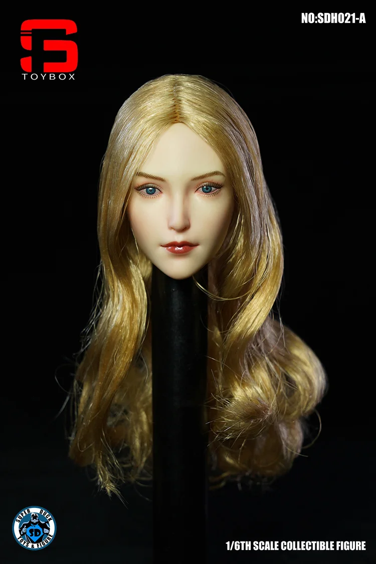 SUPER DUCK Series 1/6 Scale Long Blond/Black Curls Short Hair Beauty Head Sculpt For 12\