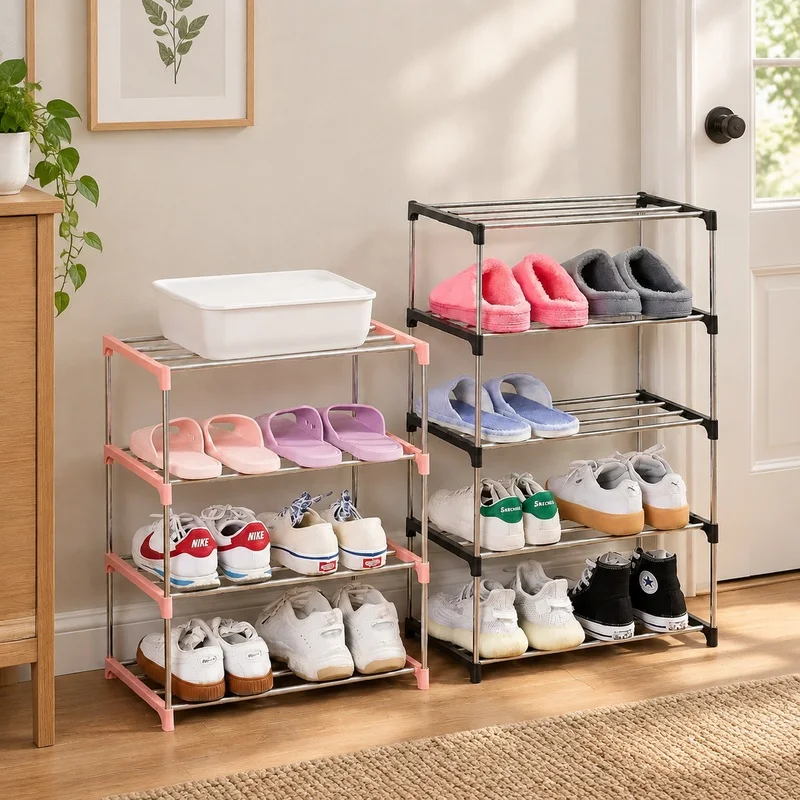 Compact 3-4 Level Shoe Rack Designed for Organized and Convenient Home Storage