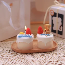 Mini Birthday Cake 3D Silicone Emulational Cake Candle Mould Scented Soap Mold Handmade Molds Resin Clay Making Cake Decor