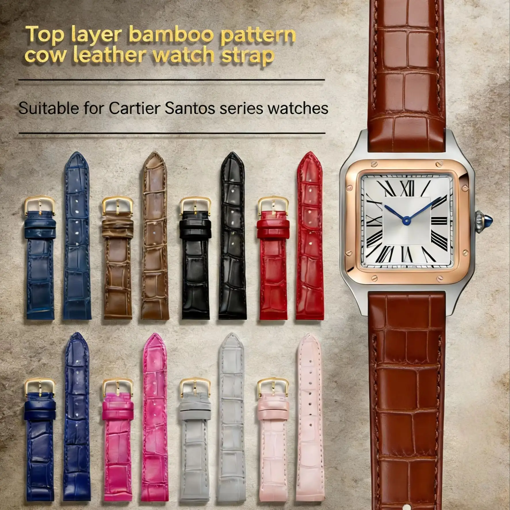 Genuine Leather Watch Band Strap for Cartier Dumont 15.5mm 17.5mm 19mm  Replacement Wrist Belt Accessories Soft Comfortable Fit