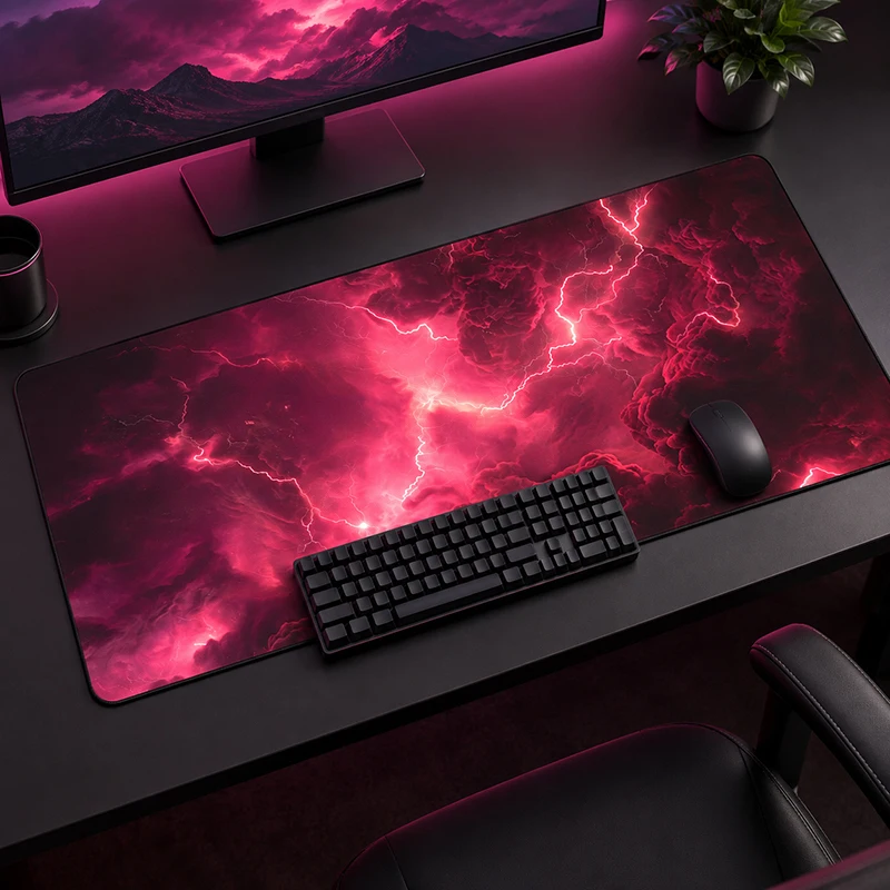 Mouse Pad Red Lightning Clouds Gaming printon demand New HD Mousepad XXL Mouse Mat Natural Rubber Soft Office Laptop Mice Pad