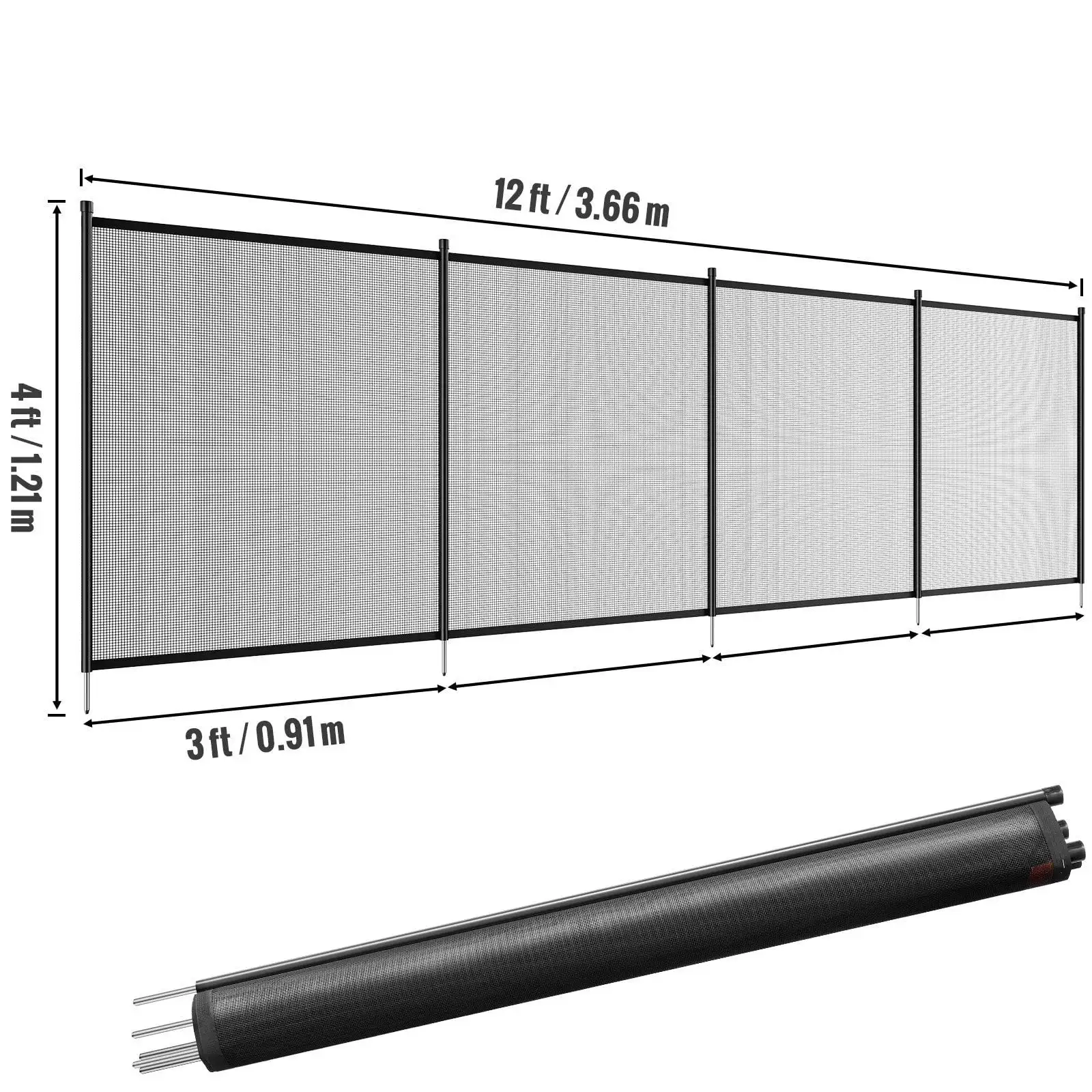 Pool Fence, 4 x 12 FT Pool Fences for Inground Pools, Removable Safety Pool Fencing, Easy DIY Installation Fence, PVC Fence Mesh