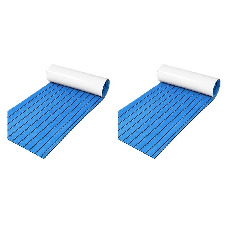 

2X Foam Teak Decking EVA Foam Marine Flooring Faux Boat Decking Sheet Accessories Marine Blue 450X2400mm