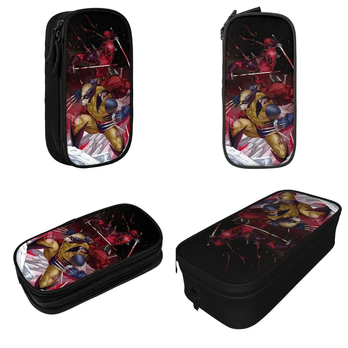 Fashion Deadpool & Wolverine Poster Pencil Case Cartoon Anime Pencil Pouch Pen Holder Large Storage Bag Office Zipper Stationery