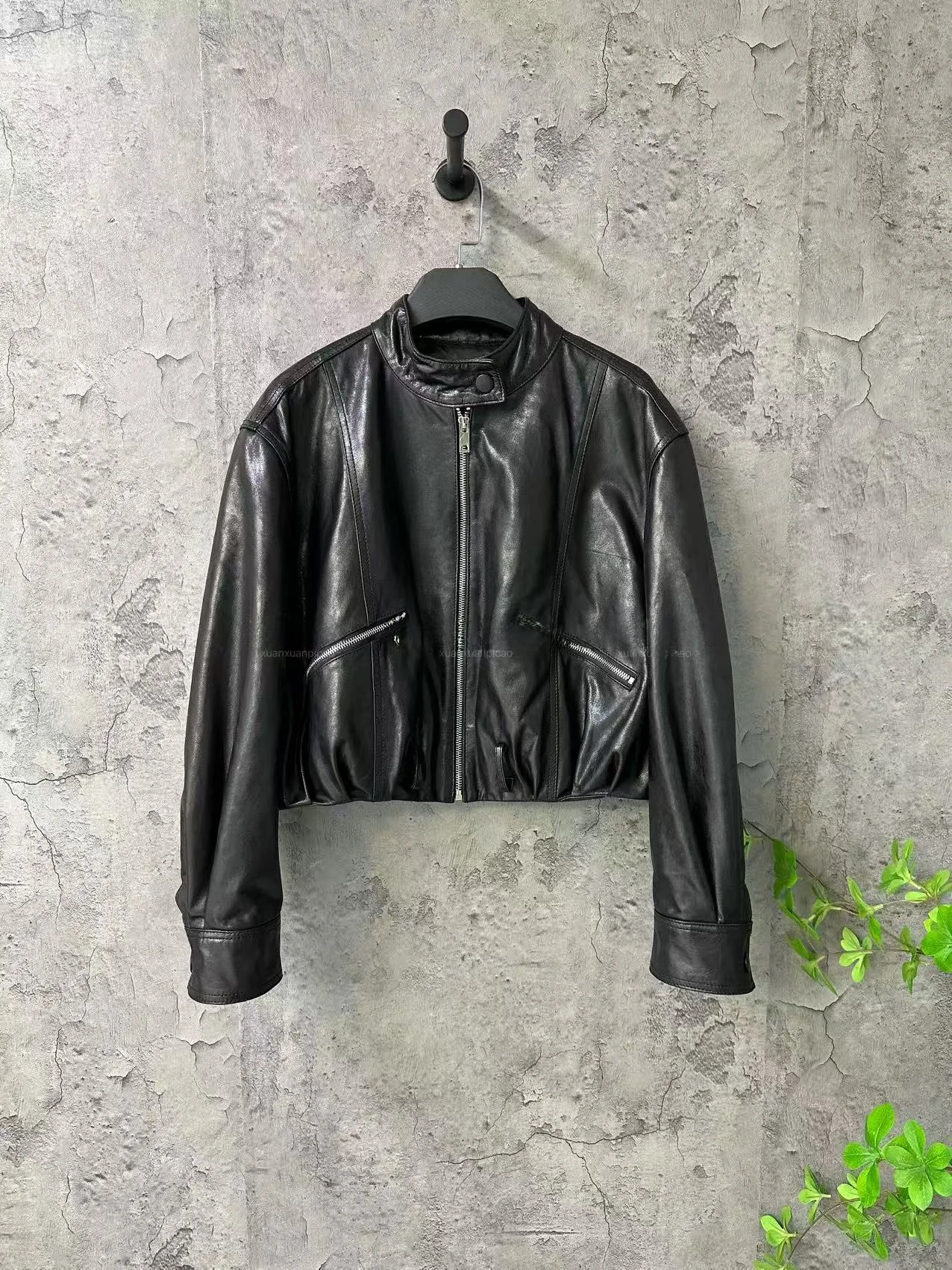 

Женская укороченная куртка из искусственной кожи Ning 2025: новая коллекция осень-зима, имитация овчины, премиум-класс, маленький размер