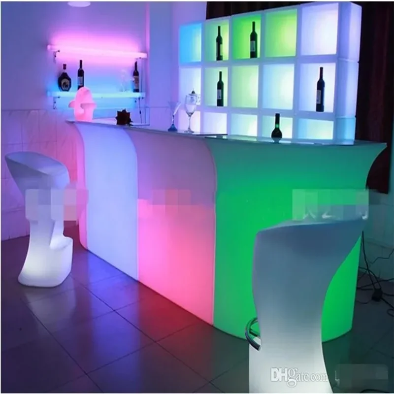 New LED Luminous Bar check out Counter Rechargeable Reception Desk LED Furniture 16 Color Changing Club Waiter Bars Disco Supply