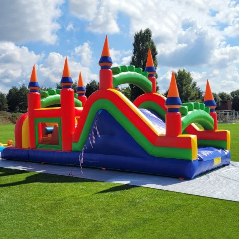 

Inflatable Obstacle Course Race 4 in1 Factory Price inflatable slide jumping bed for Party With Powerful Blower