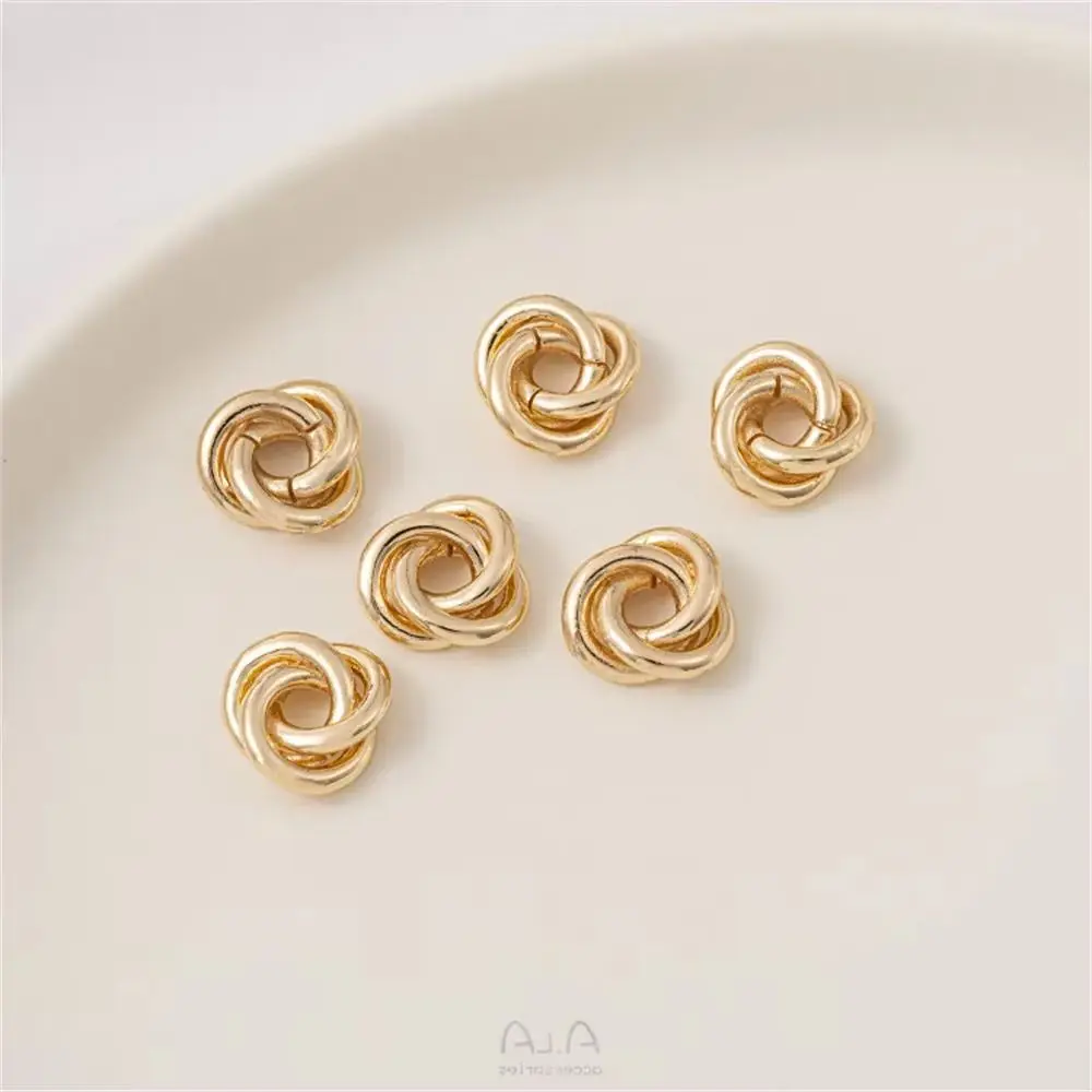 14K Gold Plating Knot Twist Ring Spacer Bead Ferrule Accessories Handmade DIY Earrings Bracelets Ear Jewelry Handmade Materials