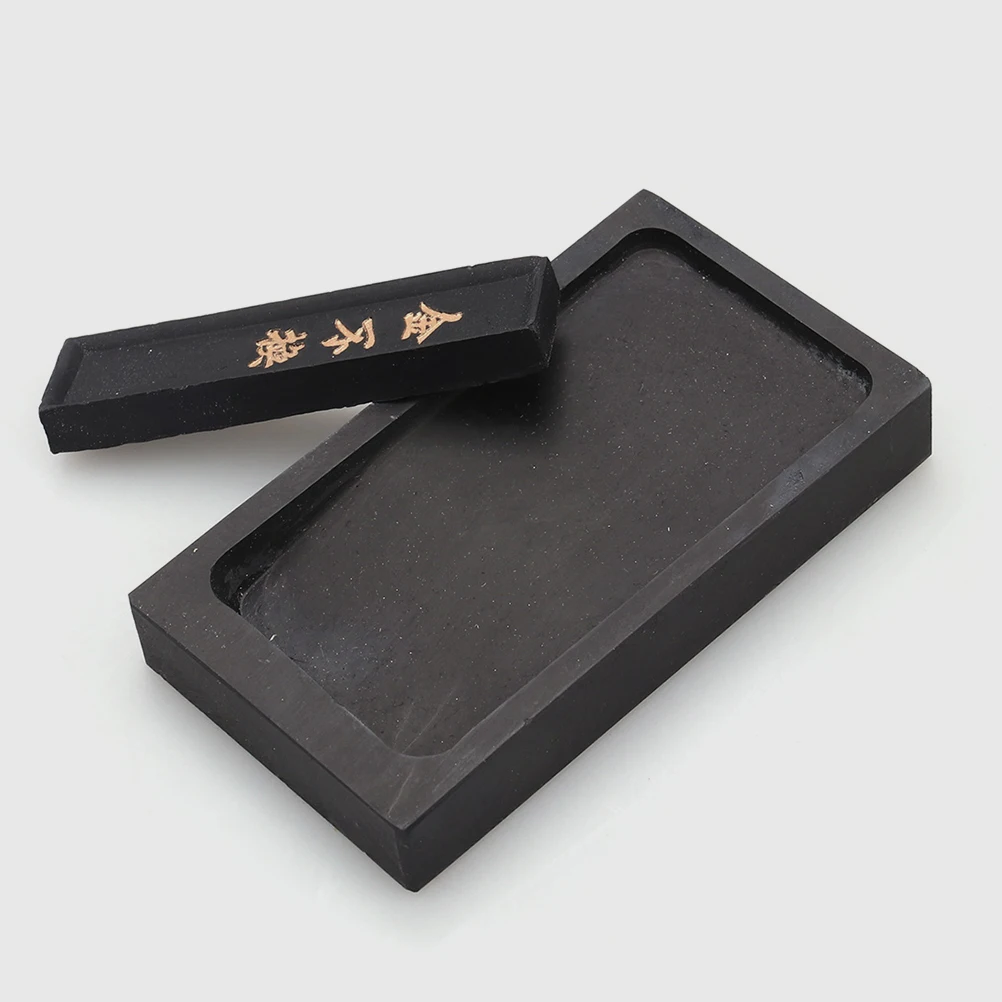 

2 Pieces 5 Inch Rectangular Inkstone Set Sticks Durable Calligraphy Accessory Desk Decor iental Writing Painting Tool