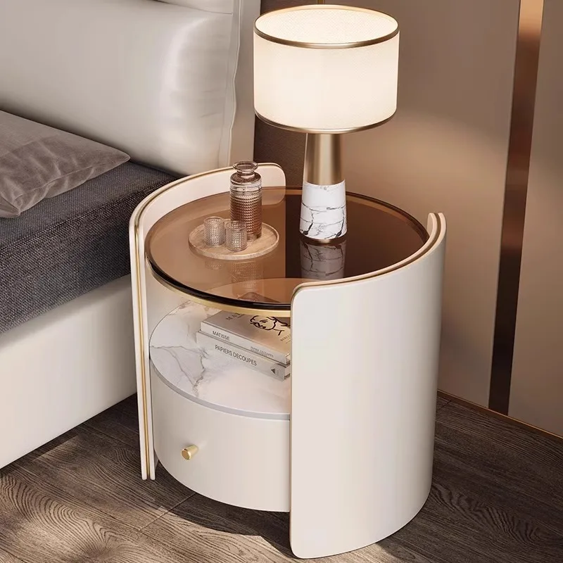 

Tall Nordic Nightstands Organizer Design Beige Luxury Modern Bedside Table Space Saving Unique Szafki Nocne Furniture Home