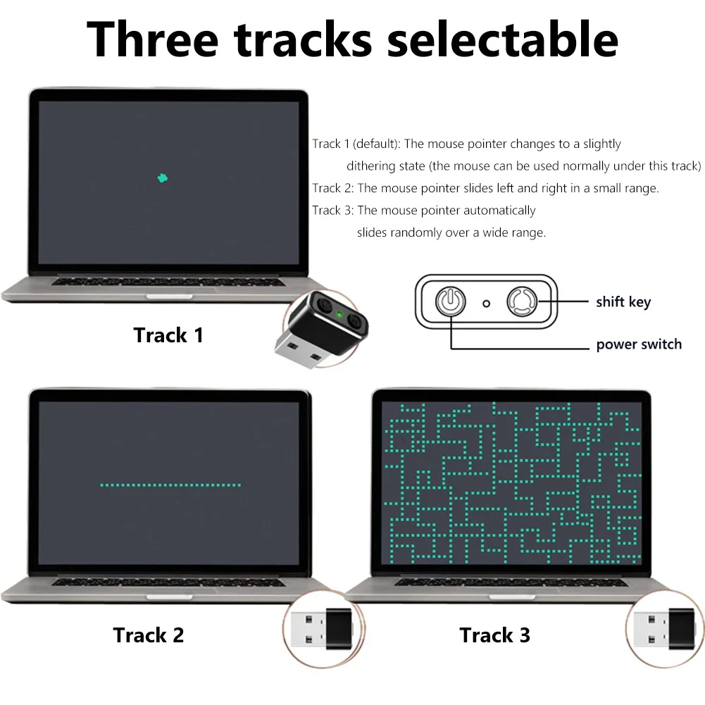 ماوس جيجلر USB محرك أوتوماتيكي M8/M10/M12 ماوس موفر ماوس صغير شاكر مع 3 أوضاع للتوصيل والتشغيل يبقي الكمبيوتر مستيقظًا