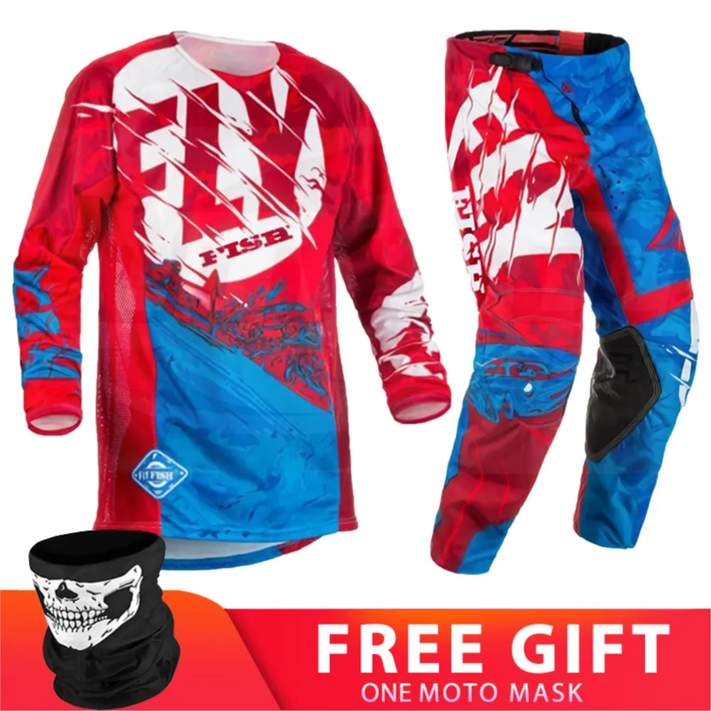 FLY FISH-Motocross Jersey e Calças Suit para Homens, MX engrenagem Set Combos, Equipamento Moto, Enduro Motocross, Off-Road Dirt Bike roupas