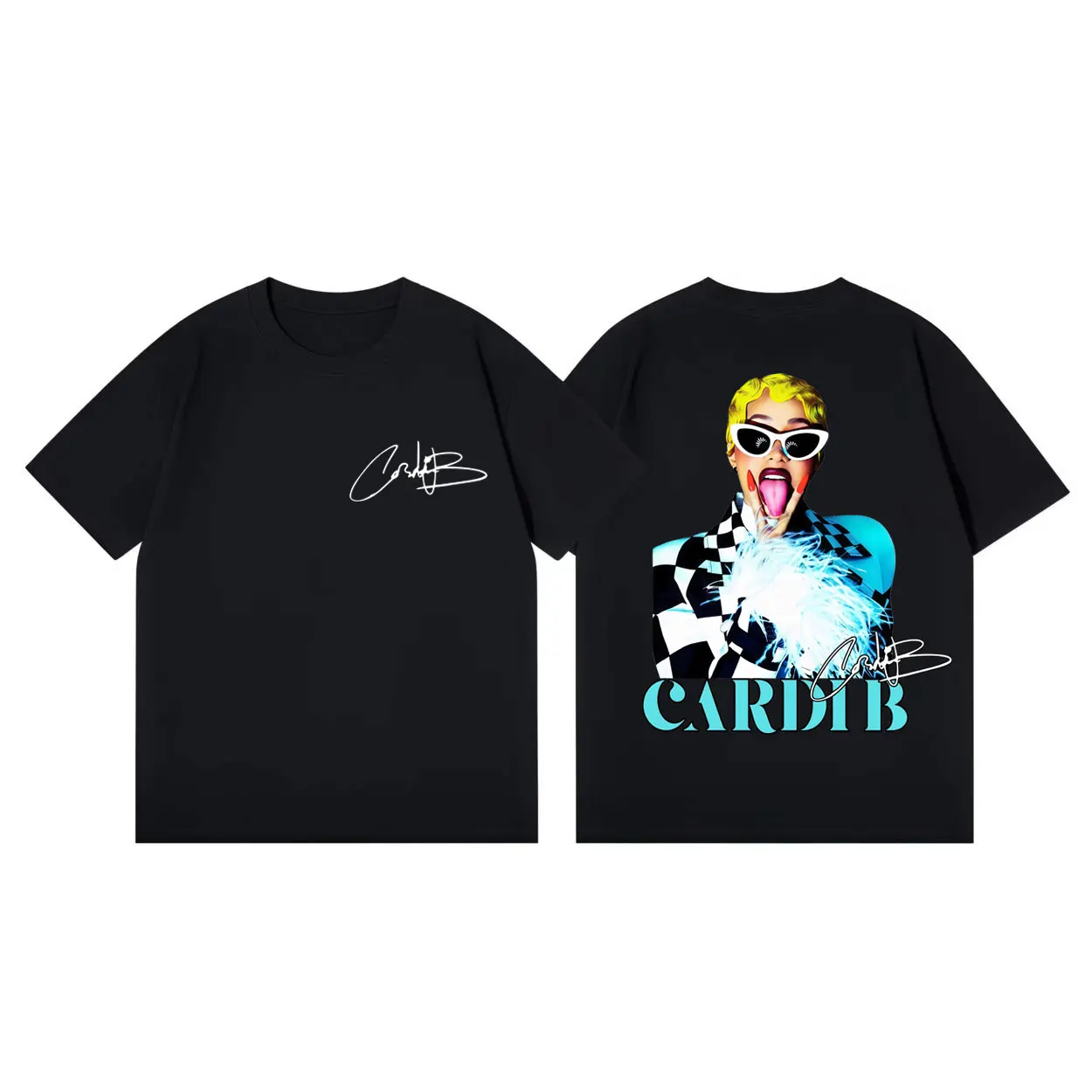 

Rapper Cardi B Double Sided Print T Shirt Fashion Aesthetic Short Sleeve T-shirt Men Women Clothing Harajuku Hip Hop T-shirts