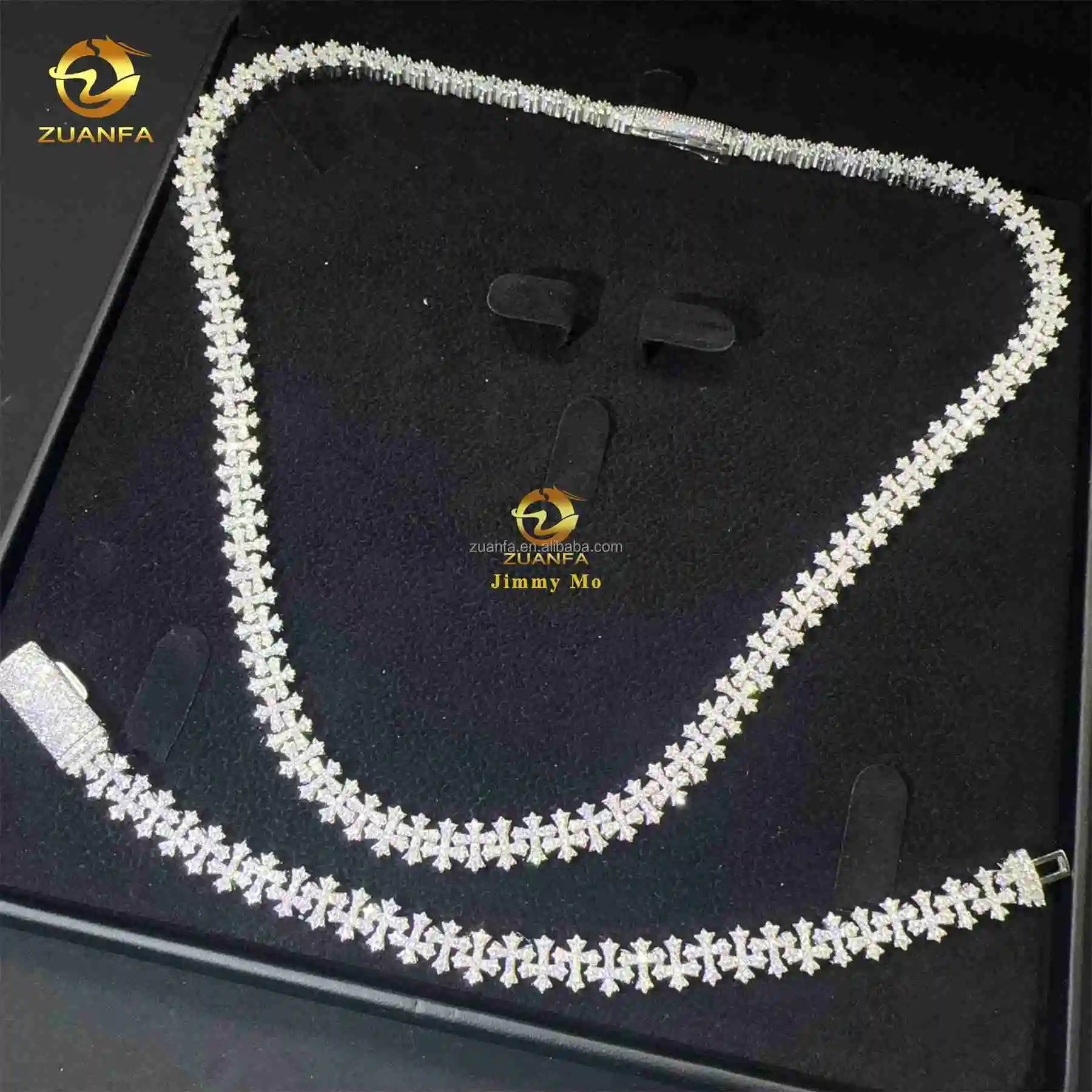 Design New Fashion Pass Tester 925 Solid Silver Cross Shape Iced Out Hip Hop VVS1 Moissanite Cuban Link Chain Bracelets.