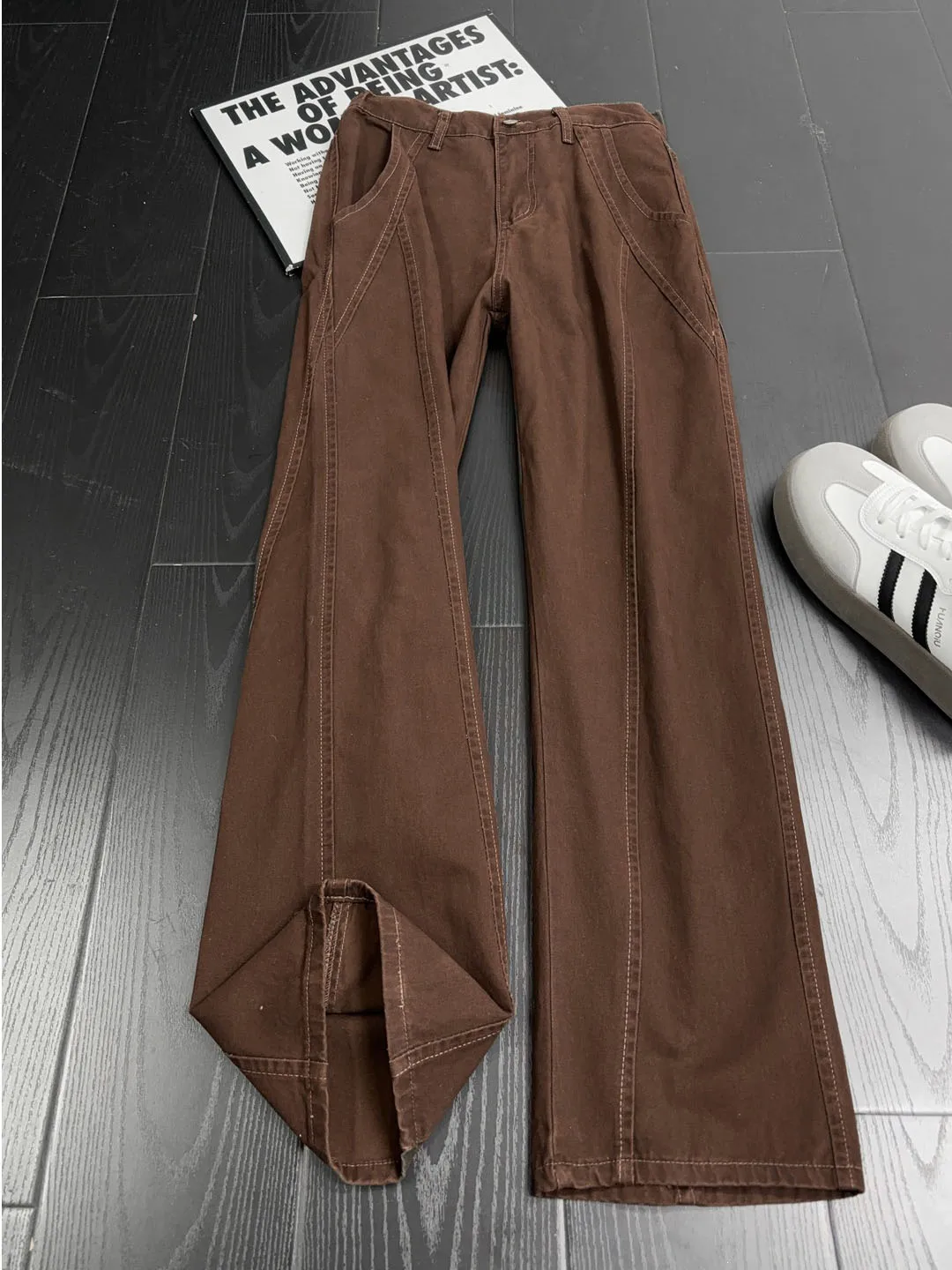 Autumn 100% Cotton Simple Splicing Jeans Korean Casual Fashion Loose Solid Color Basic Versatile Men Straight Leg Denim Pants
