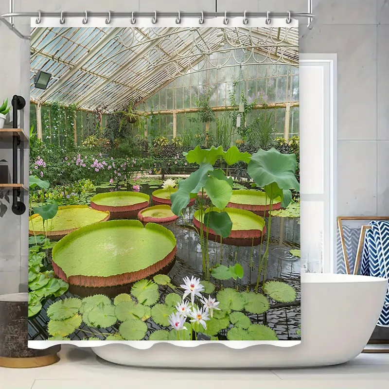 الأمازون الغابات المطيرة النباتية دش الستار الاستوائية ورقة نمط الطبيعة ديكور مقاوم للماء الحمام النسيج خلفية الجدار الشنق #1