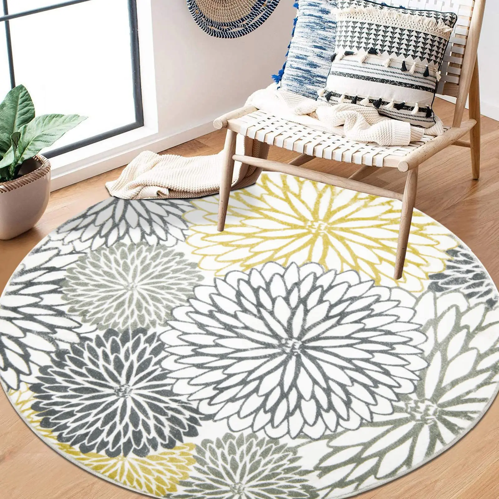 

American Retro Style Home Bedroom Room Dirt-resistant Carpet Absorbent Non-slip Carpet Round Imitation Cashmere Carpet