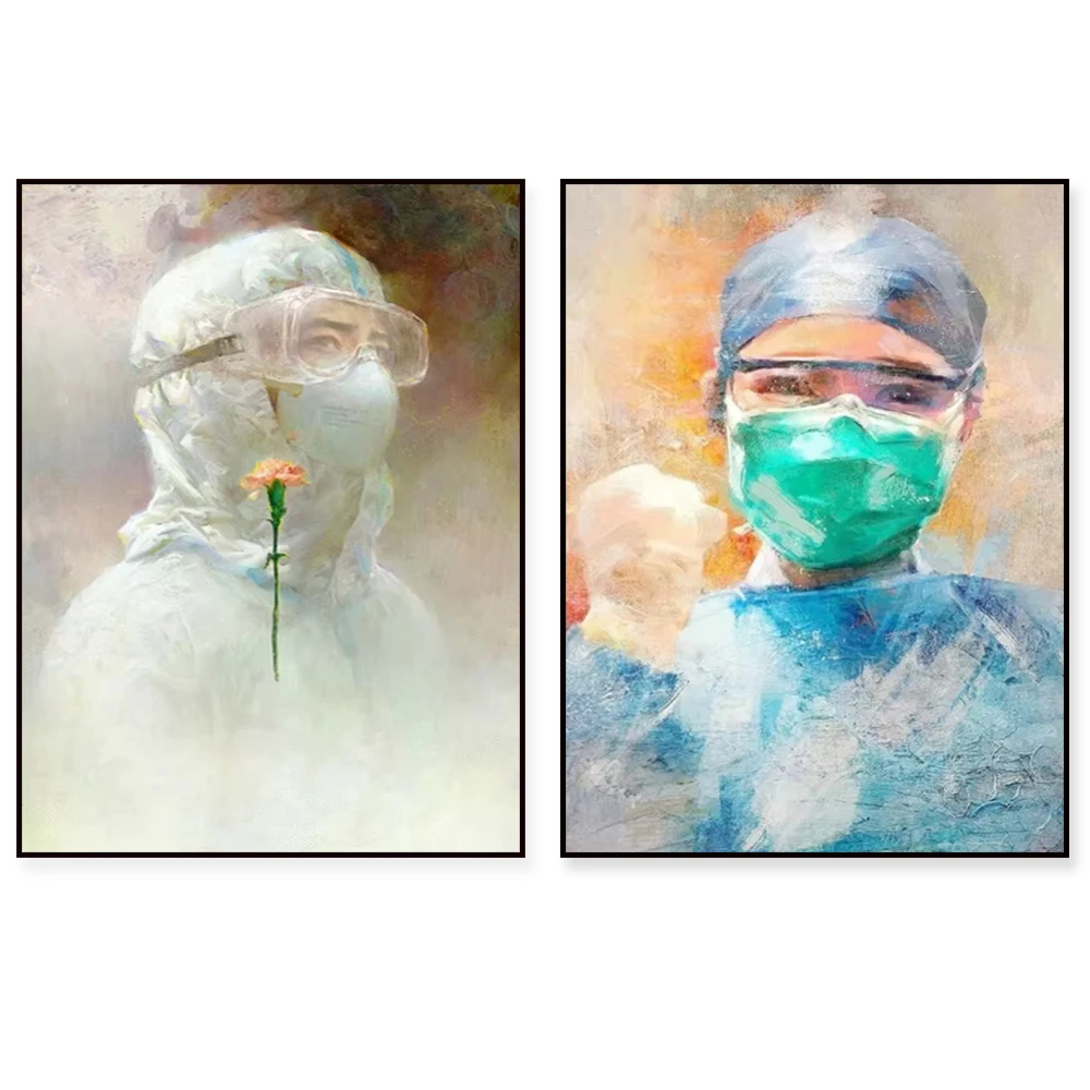 Beautiful medical staff poster home decor abstract art canvas print