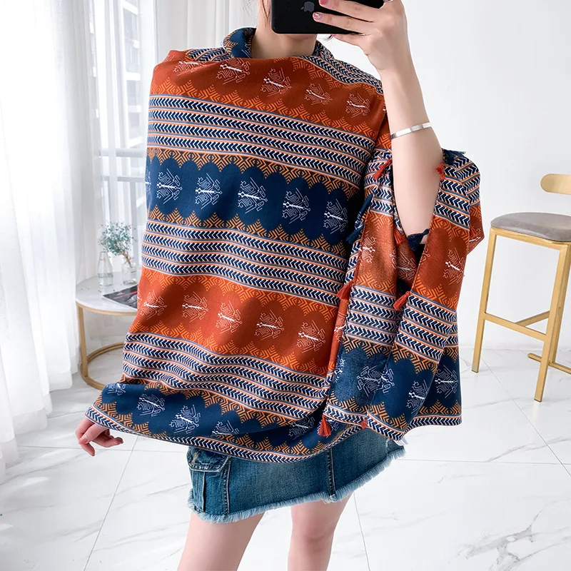 Beach Scarf Sunscreen shawl Designer Hair Print Head Large Handkerchief Shawl Women bandanna foulard muffler wrap wholesale