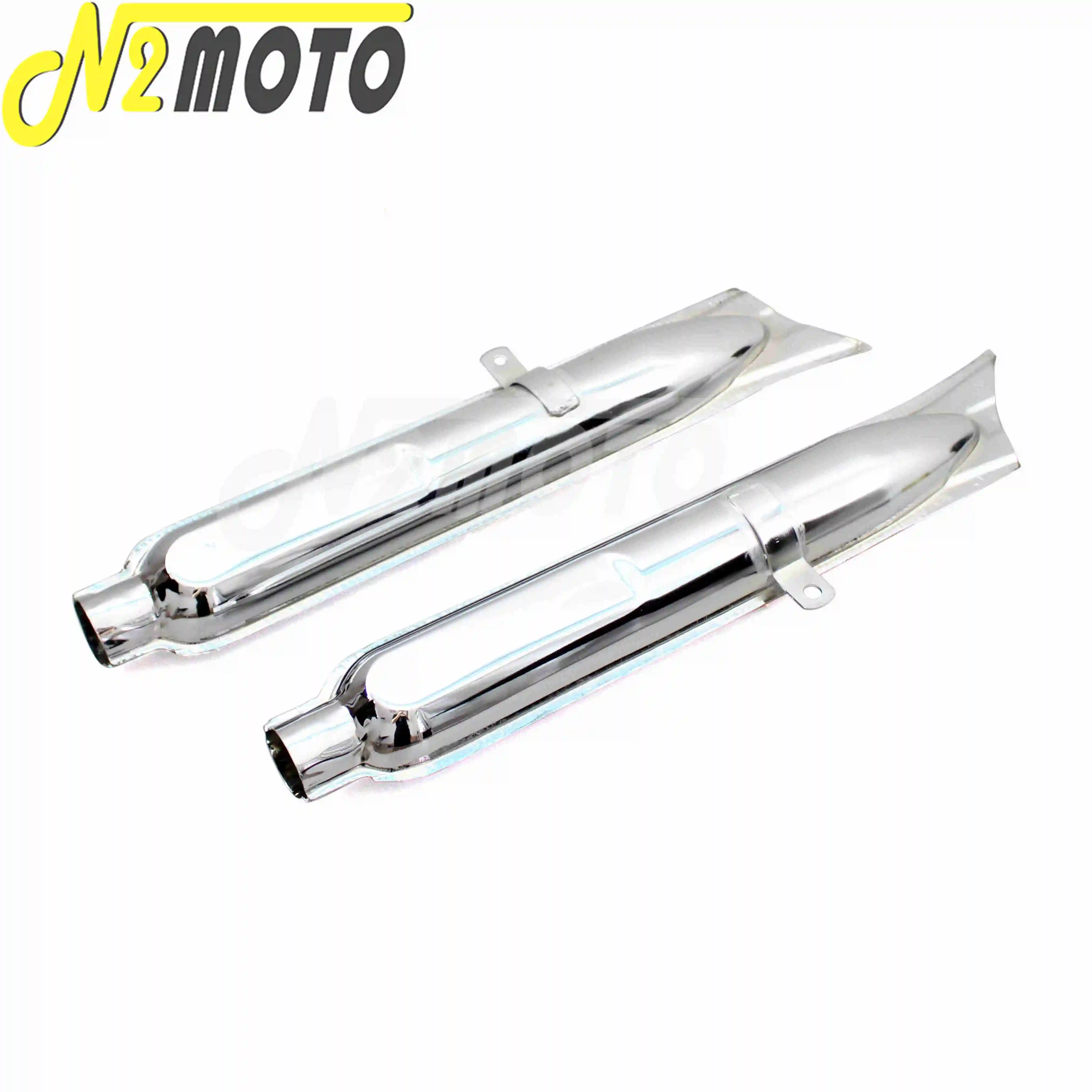 1 Pair Chrome Fishtail Exhaust Muffler 24HP 32HP Engine Part Case for BMW Ural K750 M1 M72 R71 R12 Dnepr MT12