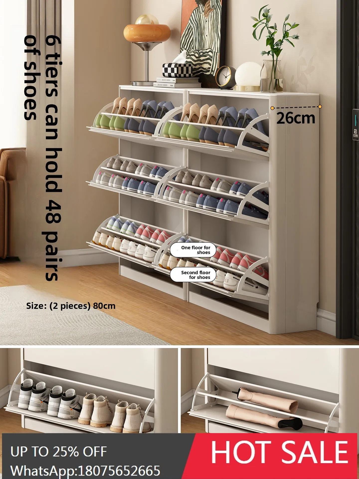 MJY Home Entry-Level Ultra-Thin Shoe Cabinet Entryway Storage Multi-Layer Extra Large Integrated Wall-Mounted