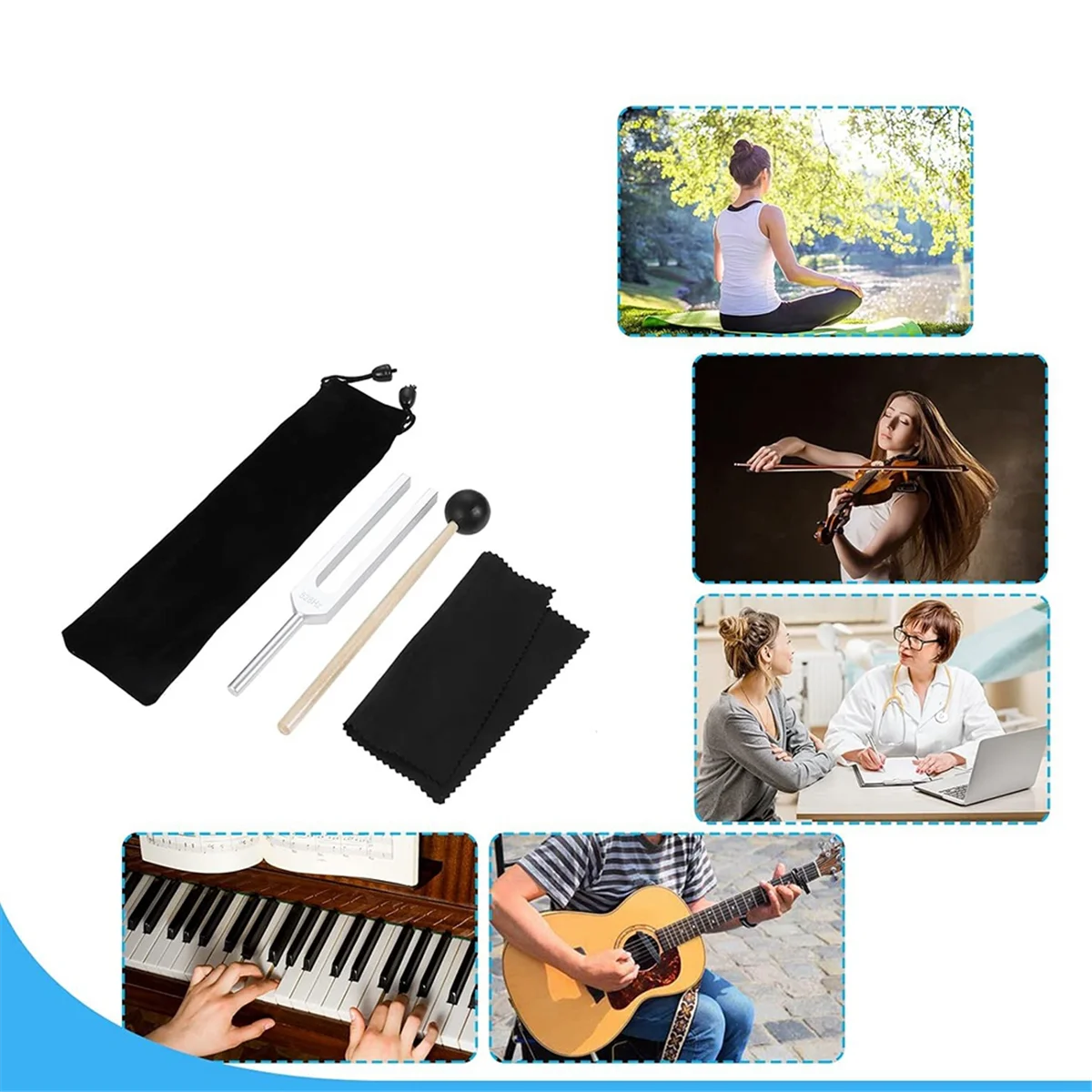 Diapasón de 528 Hz, diapasones plateados de 528 Hz para instrumentos musicales, relajación